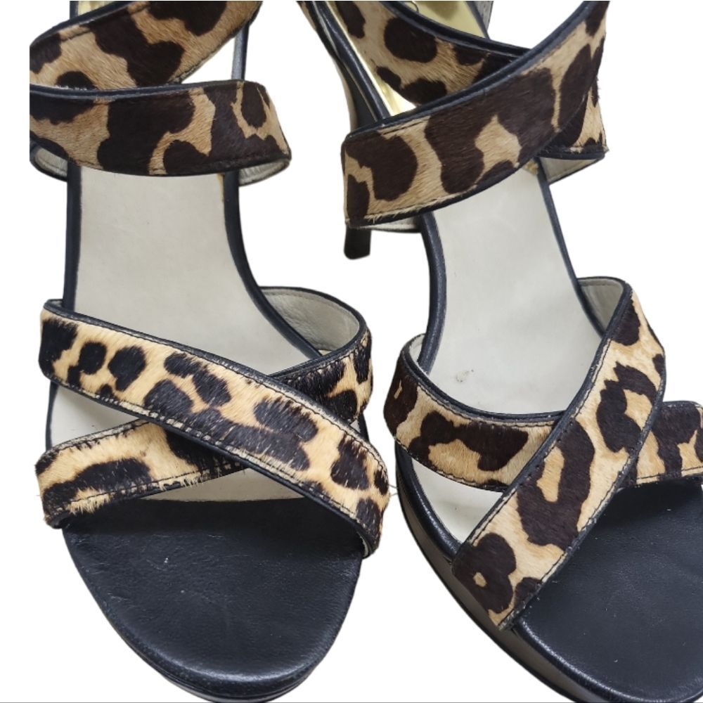 MICHALE KORS MK Cheetah Print Calf Fur Heels Sandal Size 8 - Picture 3 of 9